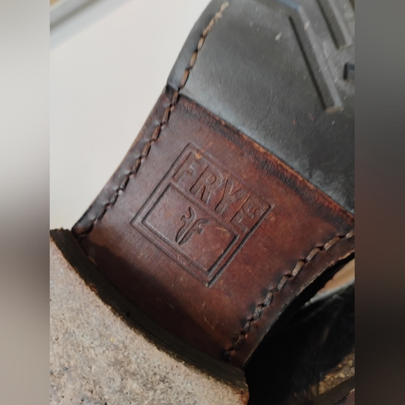 FRYE Veronica Combat Boots Antique Black/Brown Distressed Brush Off Leather Sz 8 - Picture 6 of 16